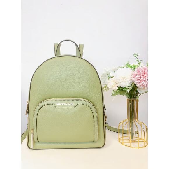 Michael Kors 35S2G8TB2L Jaycee Medium Pebbled Leather Backpack IN LIGHT SAGE - Picture 1 of 8